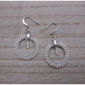 Earrings Beaded Pearl w/ Silver